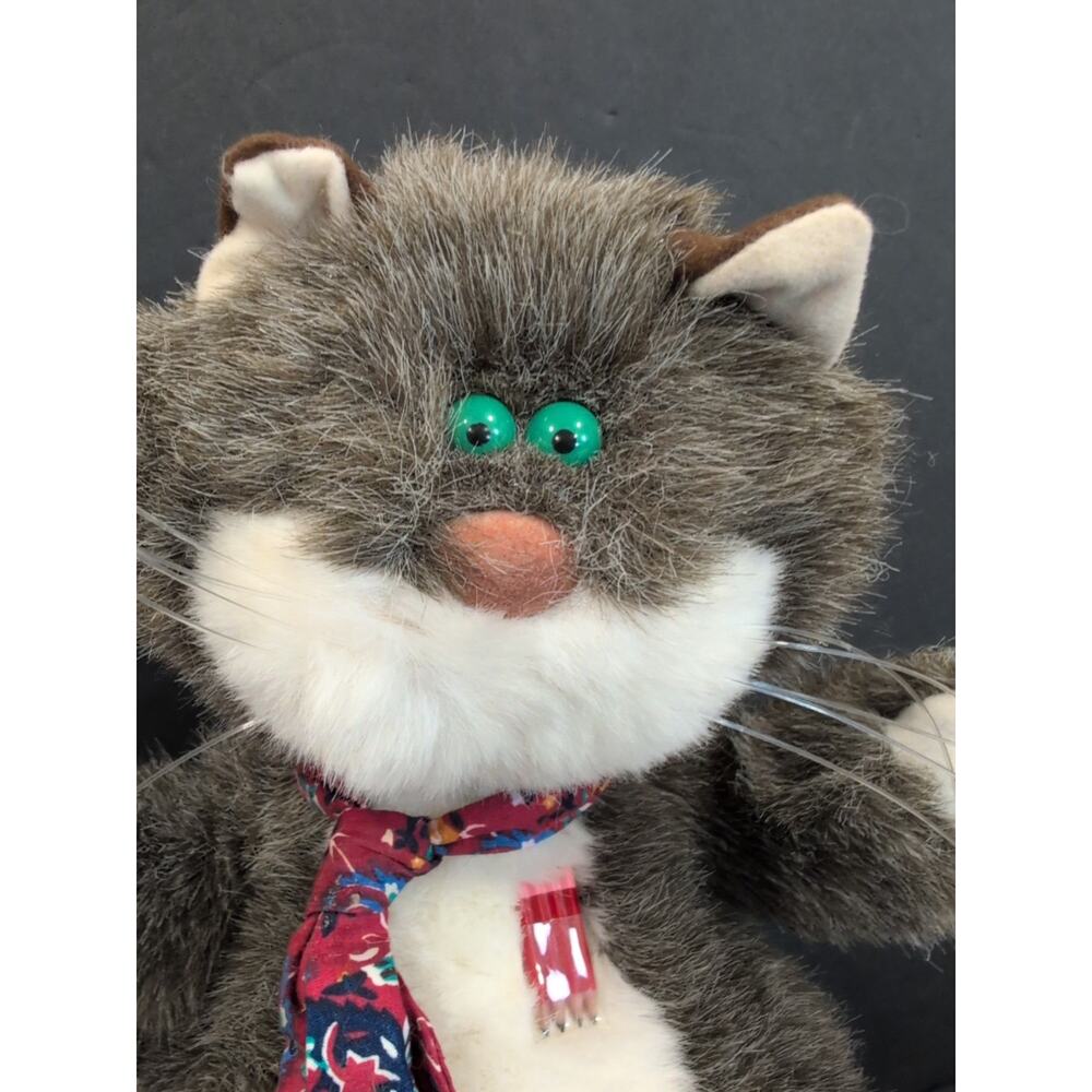 Vintage 1986 LESTER‎ THE WIZ CAT Math Teacher Gray Cat Plush Hallmark Cards